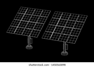 Solar energy panel. Wireframe low poly mesh vector illustration