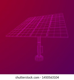 Solar energy panel. Wireframe low poly mesh vector illustration
