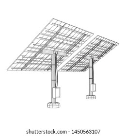 Solar energy panel. Wireframe low poly mesh vector illustration