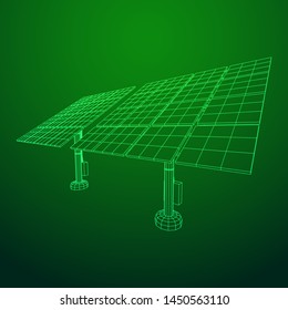 Solar energy panel. Wireframe low poly mesh vector illustration