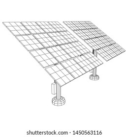 Sonnenkollektor Wireframe Low-Poly-Vektorillustration