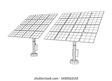 Solar energy panel. Wireframe low poly mesh vector illustration