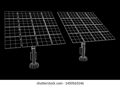 Solar energy panel. Wireframe low poly mesh vector illustration