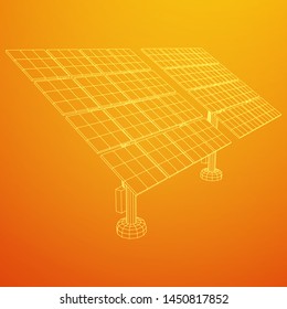 Solar energy panel. Wireframe low poly mesh vector illustration