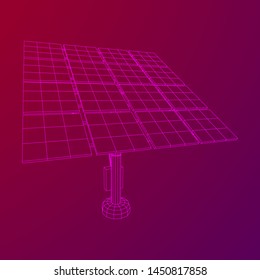 Solar energy panel. Wireframe low poly mesh vector illustration