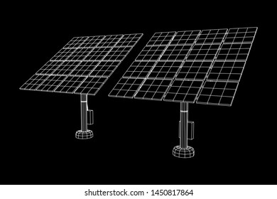 Solar energy panel. Wireframe low poly mesh vector illustration