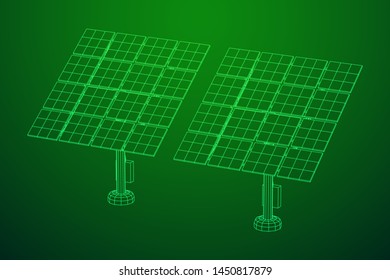 Solar energy panel. Wireframe low poly mesh vector illustration