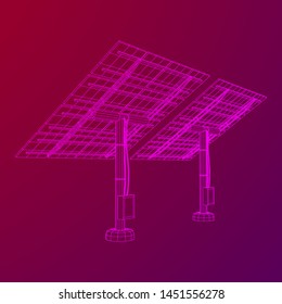 Solar energy panel. Wireframe low poly mesh vector illustration