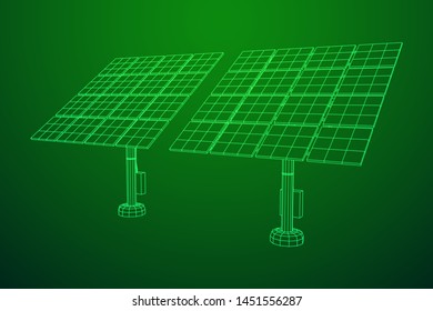 Solar energy panel. Wireframe low poly mesh vector illustration