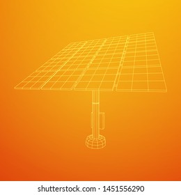 Solar energy panel. Wireframe low poly mesh vector illustration