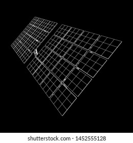 Solar energy panel. Wireframe low poly mesh vector illustration