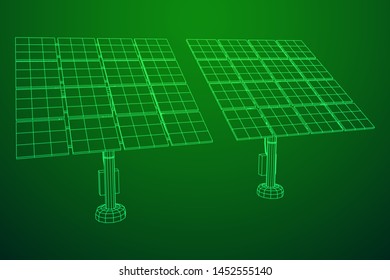 Solar energy panel. Wireframe low poly mesh vector illustration