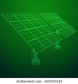 Solar energy panel. Wireframe low poly mesh vector illustration