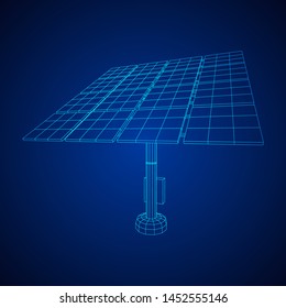 Solar energy panel. Wireframe low poly mesh vector illustration