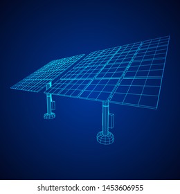 Solar energy panel. Wireframe low poly mesh vector illustration