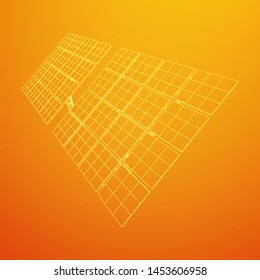 Solar energy panel. Wireframe low poly mesh vector illustration
