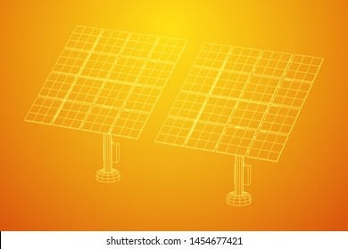 Solar energy panel. Wireframe low poly mesh vector illustration
