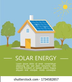 Solar Energy Panels House Ecology. Vector Illustration