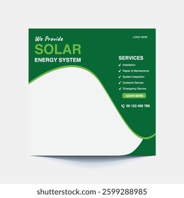 Solar Energy Powering the Future Social Post. Promoting for Solar Energy Solutions for a Greener Future – Clean, Renewable Power for Homes and Businesses.