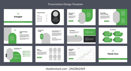 Plantilla de diseño de fondo de presentación de powerpoint de energía solar, Vector de perfil de diseño de presentación de empresa.