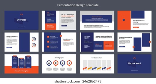 solar energy powerpoint presentation background design Template, company business presentation design profile vector.