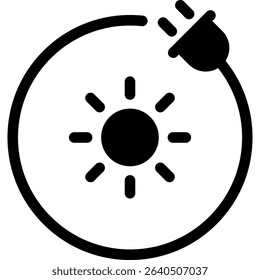 Solar Energy Powers Electricity, Cable to an Electrical Outlet, Clean Solar Power Generation. Vector Icon