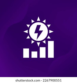 solar energy production level icon with a sun and a graph