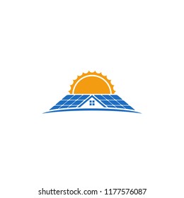 Solar Energy With Roof House Logo Design Vector