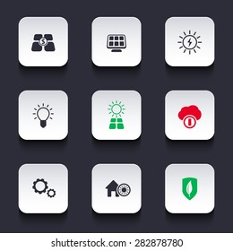 Solar energy rounded square icons, vector illustration, eps10, easy to edit
