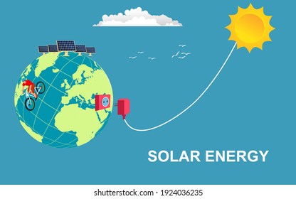 Solarenergie, Thema Energiespartechnologien, Globus, Vektorkonzept