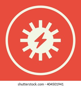 Solar energy sign icon on red background.