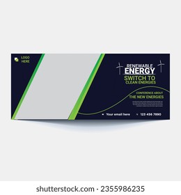 solar energy for smart home web banner design template. space for photo collage. horizontal layout poster leaflet.