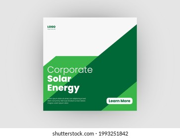 Solar energy social media post. Go green save energy social media post design. Green energy flyer poster leaflet template design.
