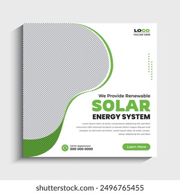 Solar Energy social media post or web banner template design