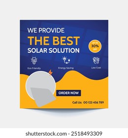 solar energy social media post, banner design, suitable for Solar panel maintenance repair services banner or poster design