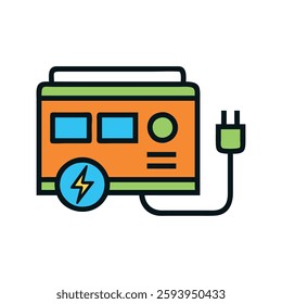 Solar energy storage system icon style illustration