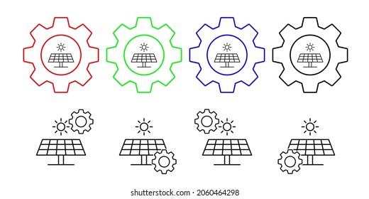 Solar energy, sun vector icon in gear set illustration for ui and ux, website or mobile application