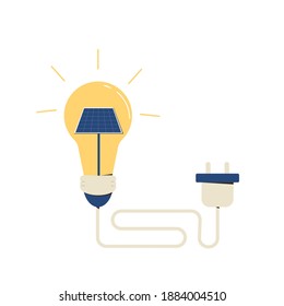 Solar energy system concept. Installing solar panel.  Sustainable development. Vector flat illustration.