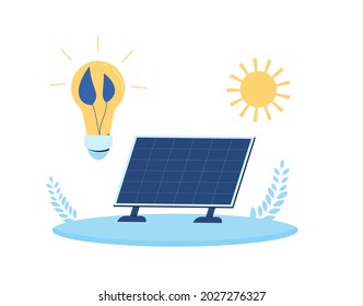 Solar energy system concept. Installing solar panel.  Sustainable development. Vector flat illustration.