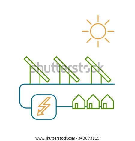 Solar energy system ecology and environment vector icon and infographic colorful on white background