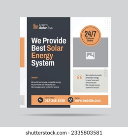 Solar Energy system Social Media Post Template Design and  Renewable energy web banner design