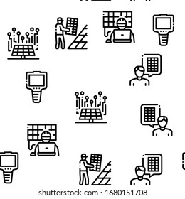 Solar Energy Technicians Seamless Pattern Vector Thin Line. Illustrations