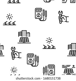 Solar Energy Technicians Seamless Pattern Vector Thin Line. Illustrations