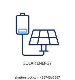 Ícones de vetor de linha fina de energia solar.