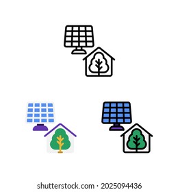 Solar Energy Use Greenhouse Agriculture Icon And Illustration Vector