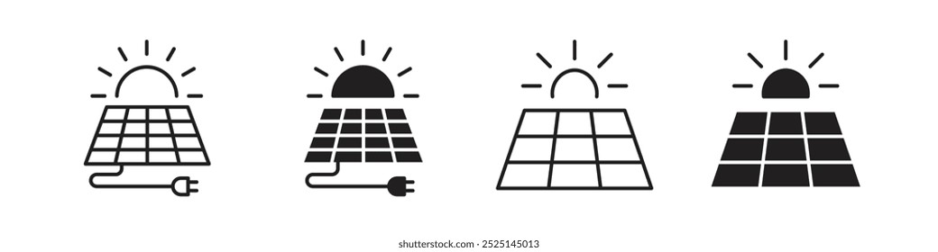 Vector de energía solar llenado y delineado iconos colección