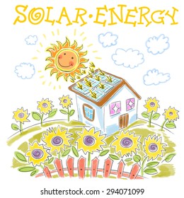 Solar energy. Vector hand drawn illustration.