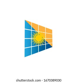 Plantilla de diseño de ilustración de icono de vector de energía solar