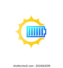 solar energy vector icon, sun and battery