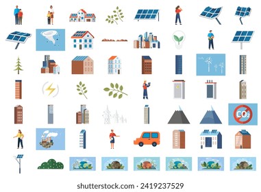 Ilustración del vector de energía solar. Las ventajas ecológicas de la energía solar la hacen popular para la energía limpia El desarrollo de paneles fotovoltaicos revolucionó el campo de la energía renovable Energía solar